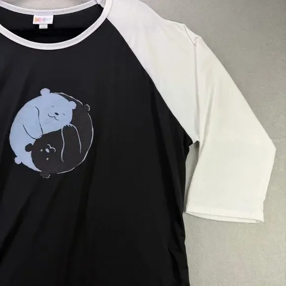 LuLaRoe We Bare Bears Yin Yang Raglan T-Shirt Black/White Women’s 2XL - Picture 5 of 10